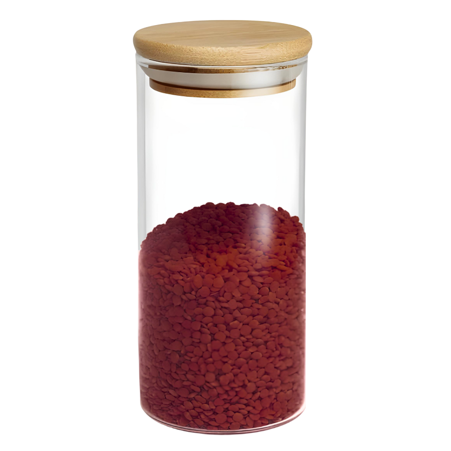 Pote Hermético Mantimento Tempero Armazenamento De Vidro Com Tampa de Bambu 400ml