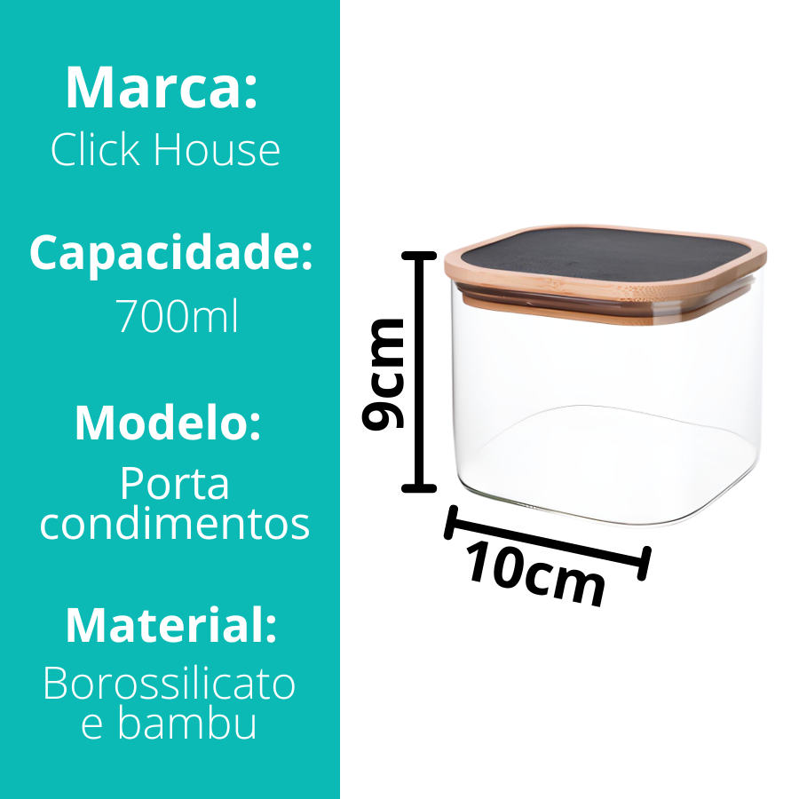 Pote Hermetico Quadrado Tampa Marrom 700ml - V1073.U03