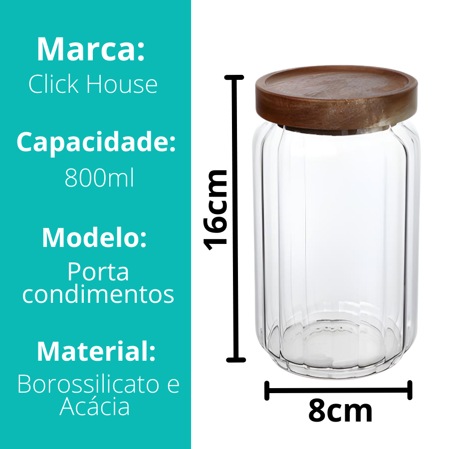Pote Hermetico Genova Tampa Acacia 800ml - V1074.U01