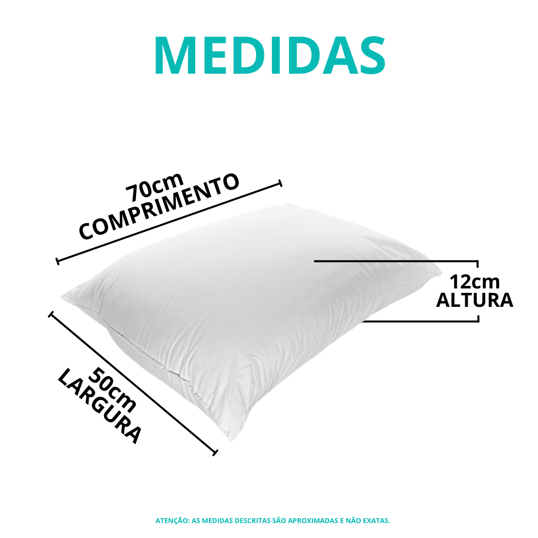 Travesseiro Percal Suporte Firme 100% Fibras Siliconadas Antialérgico 50x70cm