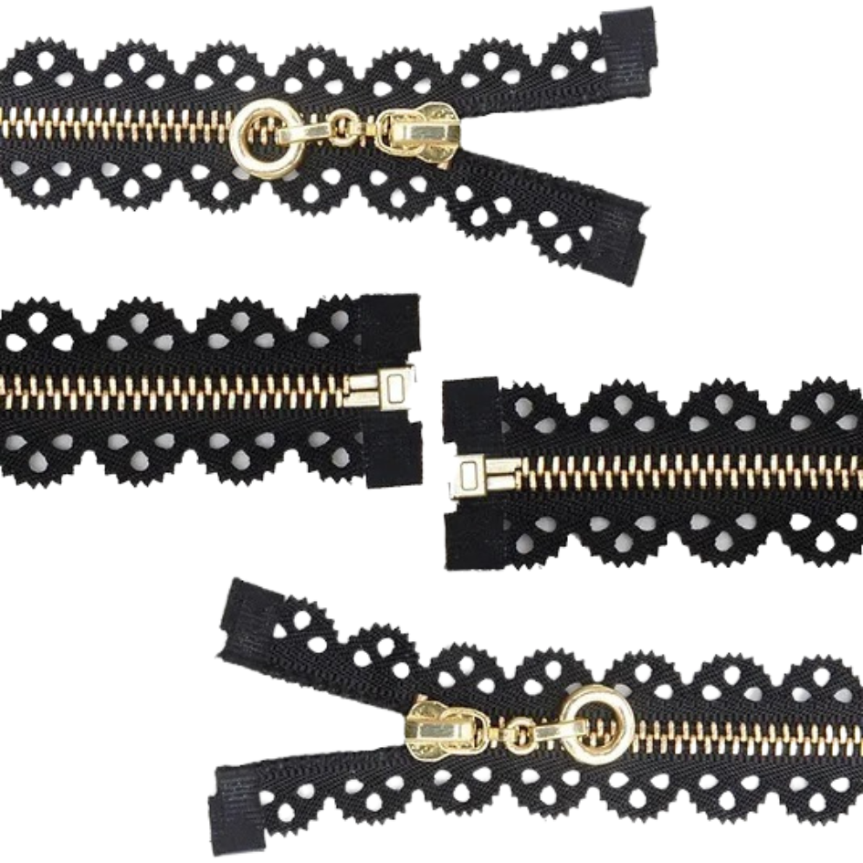 Ziper Metal Rendado 30cm 10 Uni Cursor Branco Preto Nybc