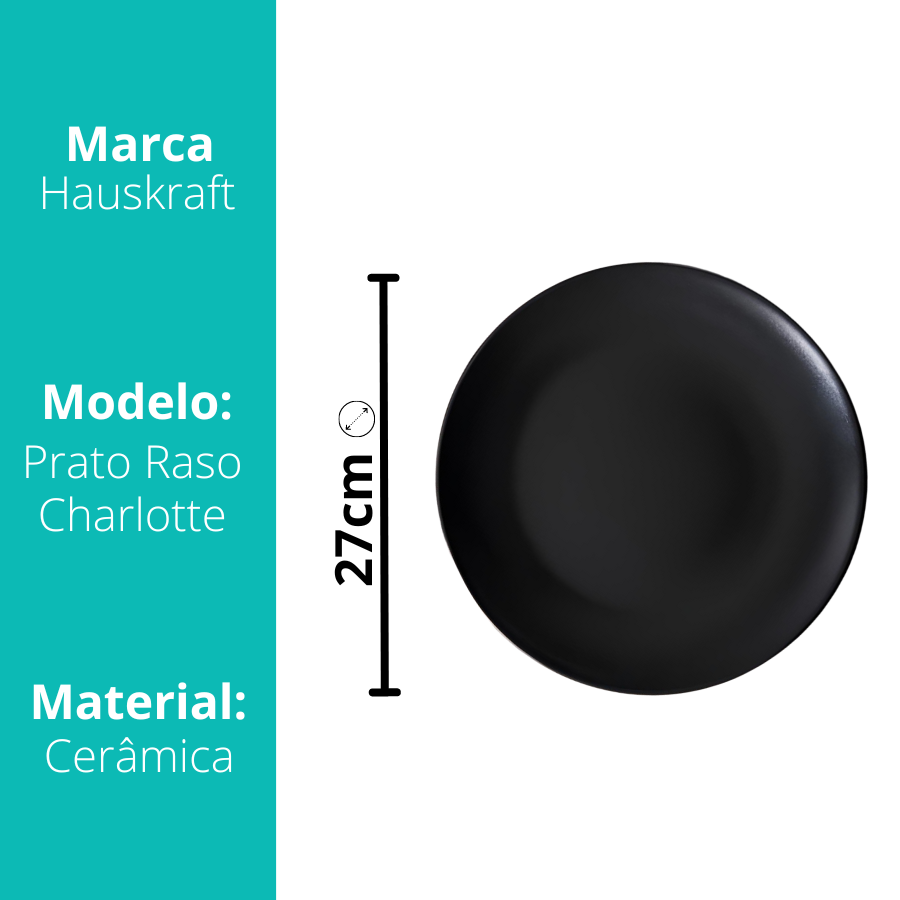 Prato Raso Charlot PT 27cm - PCLN216/PT