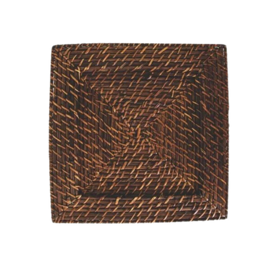 Sousplat Quadrado Rattan Bambu Marrom Escuro Mundiart