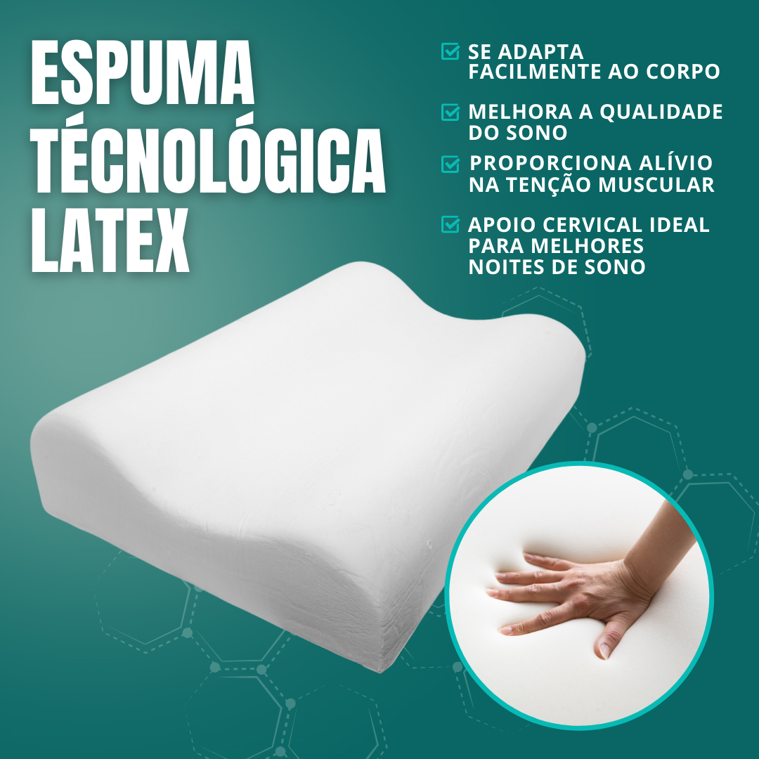 Travesseiro Ortopédico Cervical Viscoelástico Latex Anatômico Antialérgico 50x70cm