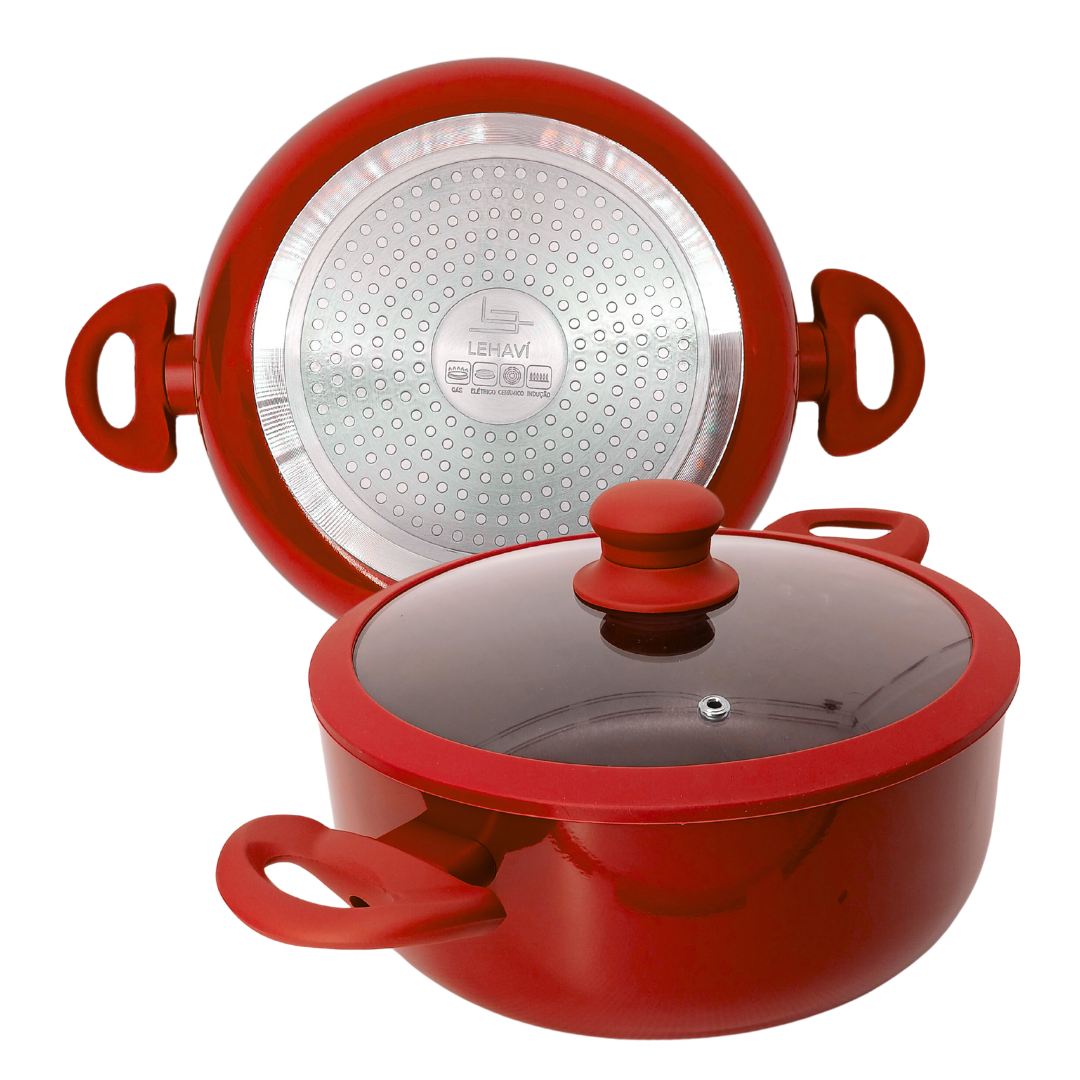 Caçarola De Indução Antiaderente Cerâmica 24cm Yafo Vermelho