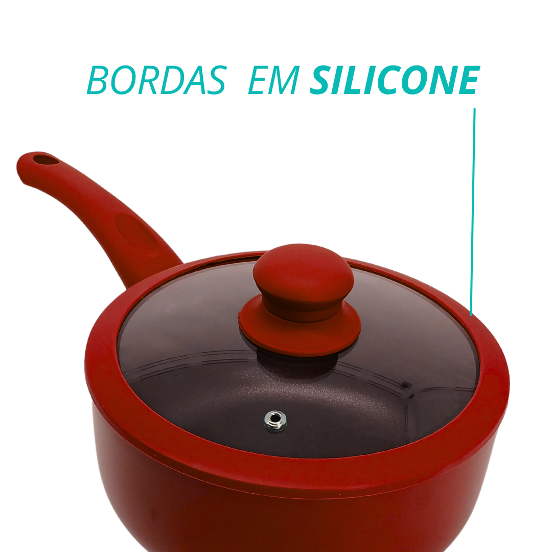 Panela De Indução Antiaderente Cerâmica 18cm Yafo Vermelho