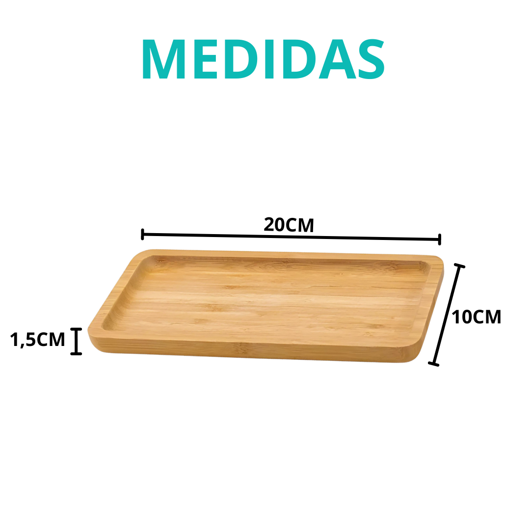 Travessa Petisqueiras Bandeja Retangular De Bambu Frios 20cm