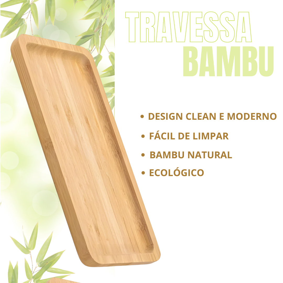 Travessa Petisqueiras Bandeja Retangular De Bambu Frios 20cm