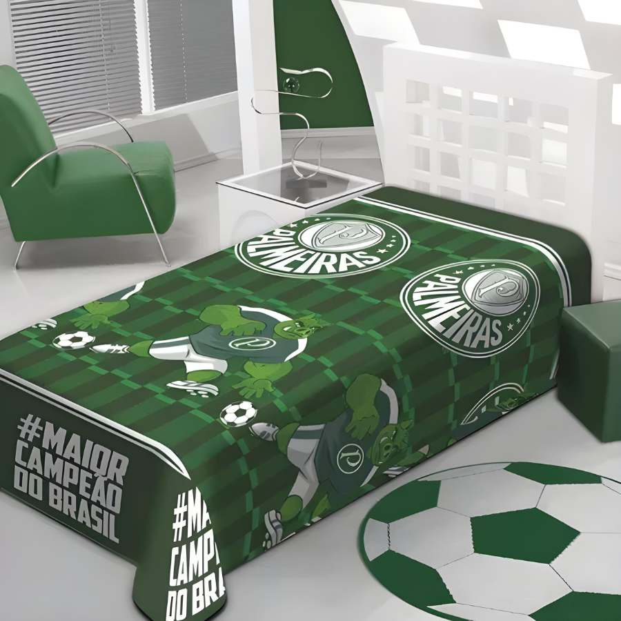 Manta Infantil E Juvenil Palmeiras Solteiro Anti Alérgico