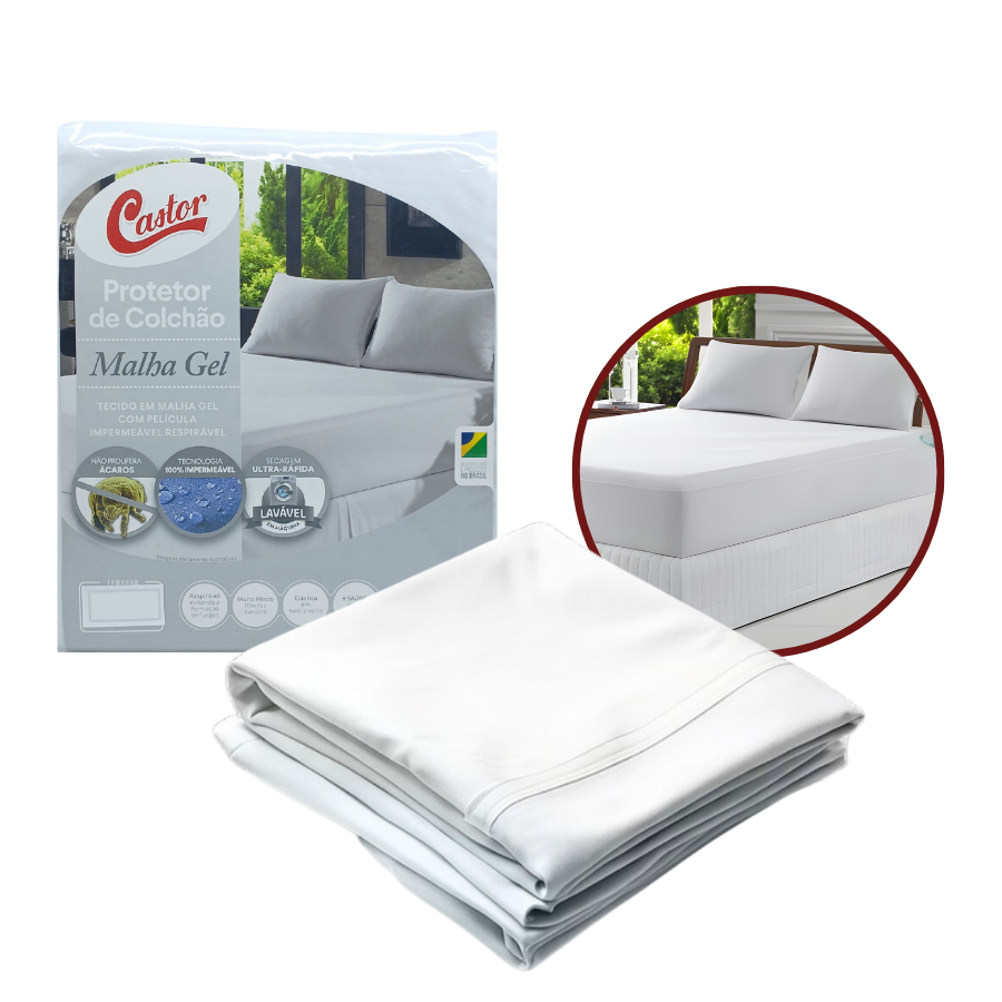 Protetor De Colchão Impermeável Malha Gel King 193x203x50cm