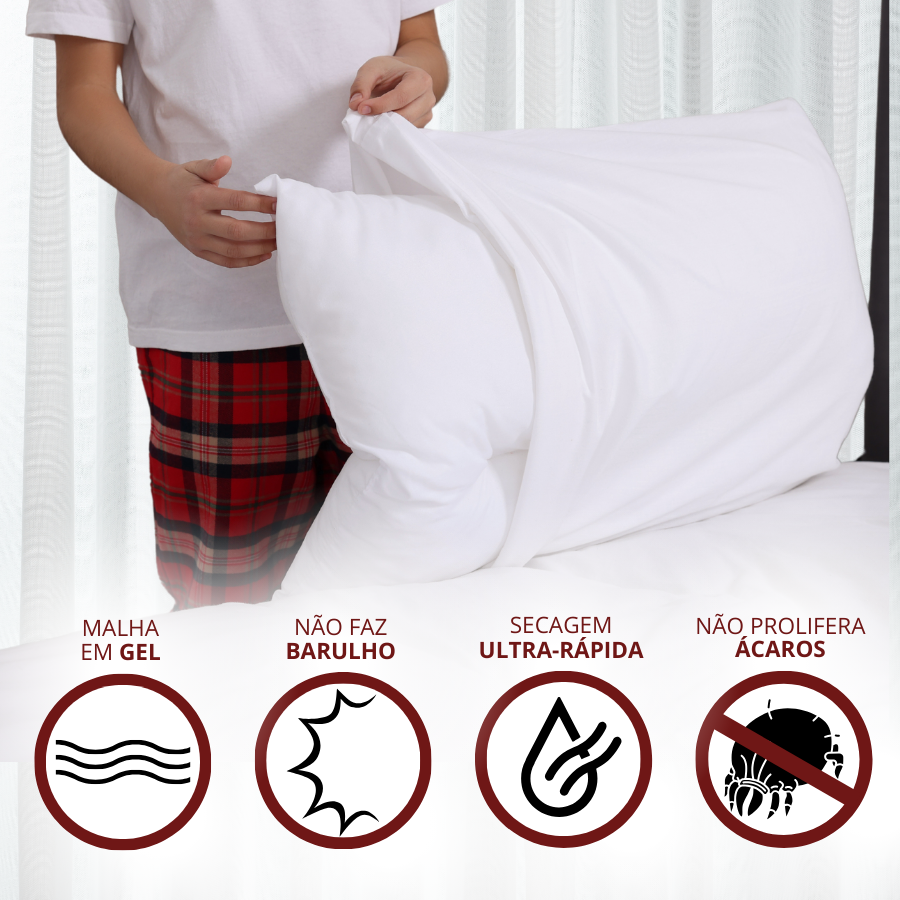Capa Protetor Travesseiro Impermeável Malha Gel 50x70cm