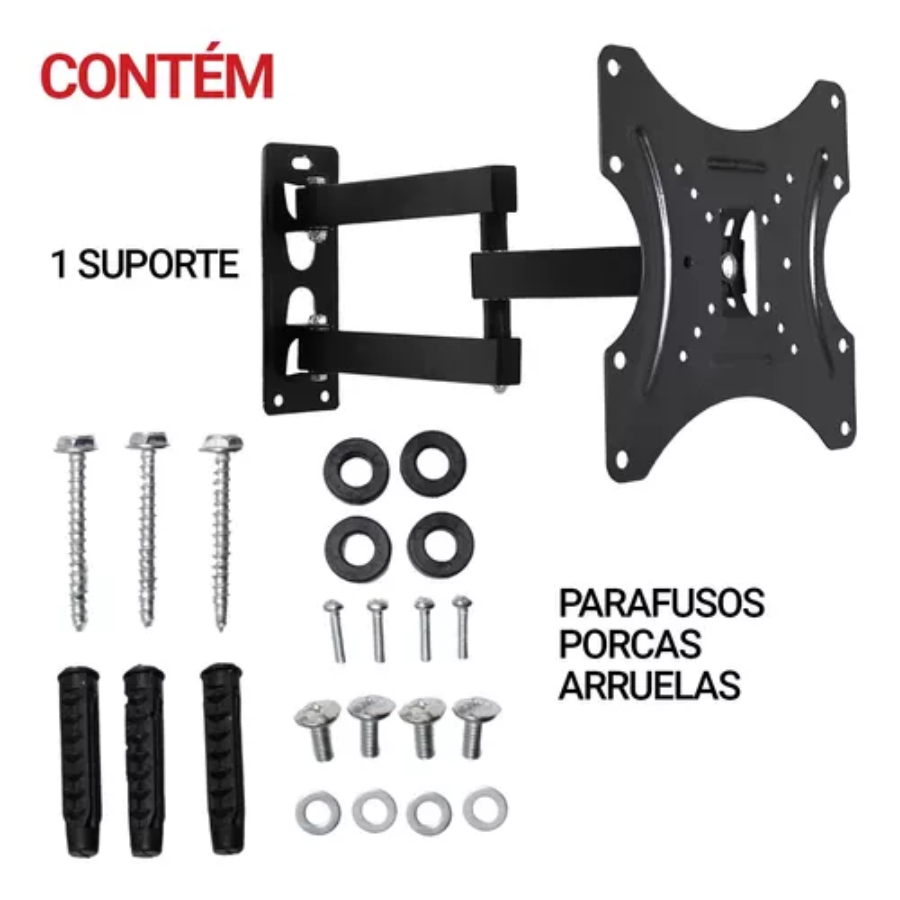 Suporte De Tv Led Lcd Smart Articulado 14 A 55 Polegadas Preto