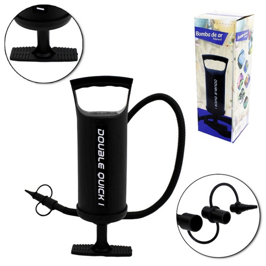 Bomba De Ar Com Bico Adaptador Encher Colchão Boia Piscina 30cm