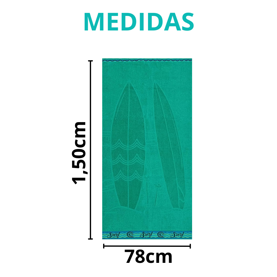 Toalha Beach 78cm x 1,50m Surf Verde - 23373 - 750200063.949.00001 - Appel