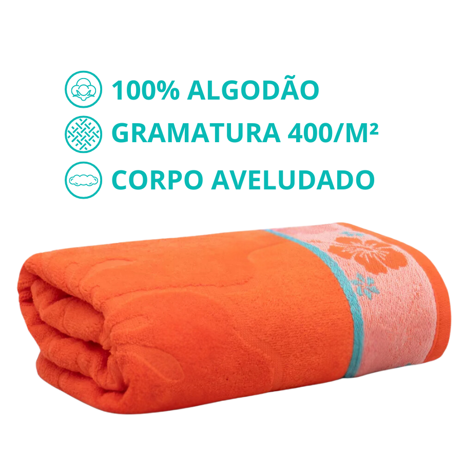 Toalha Beach 78cm x 1,50m Hibisco Cenoura - 750200102.949.00001 - Appel