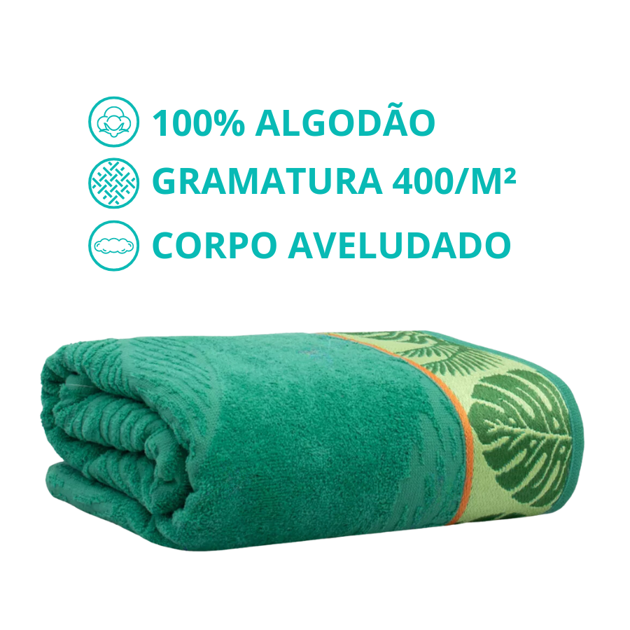 Toalha Beach 78cm x 1,50m Folhas Verde - 750200104.949.00001 - Appel