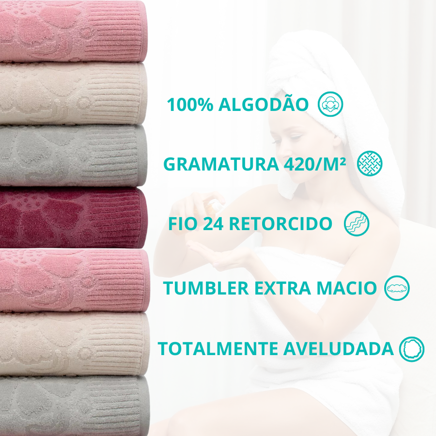 Toalha Banho 68cm x 1,40m Velvet Rosa - 750200069.949.00003 - Appel