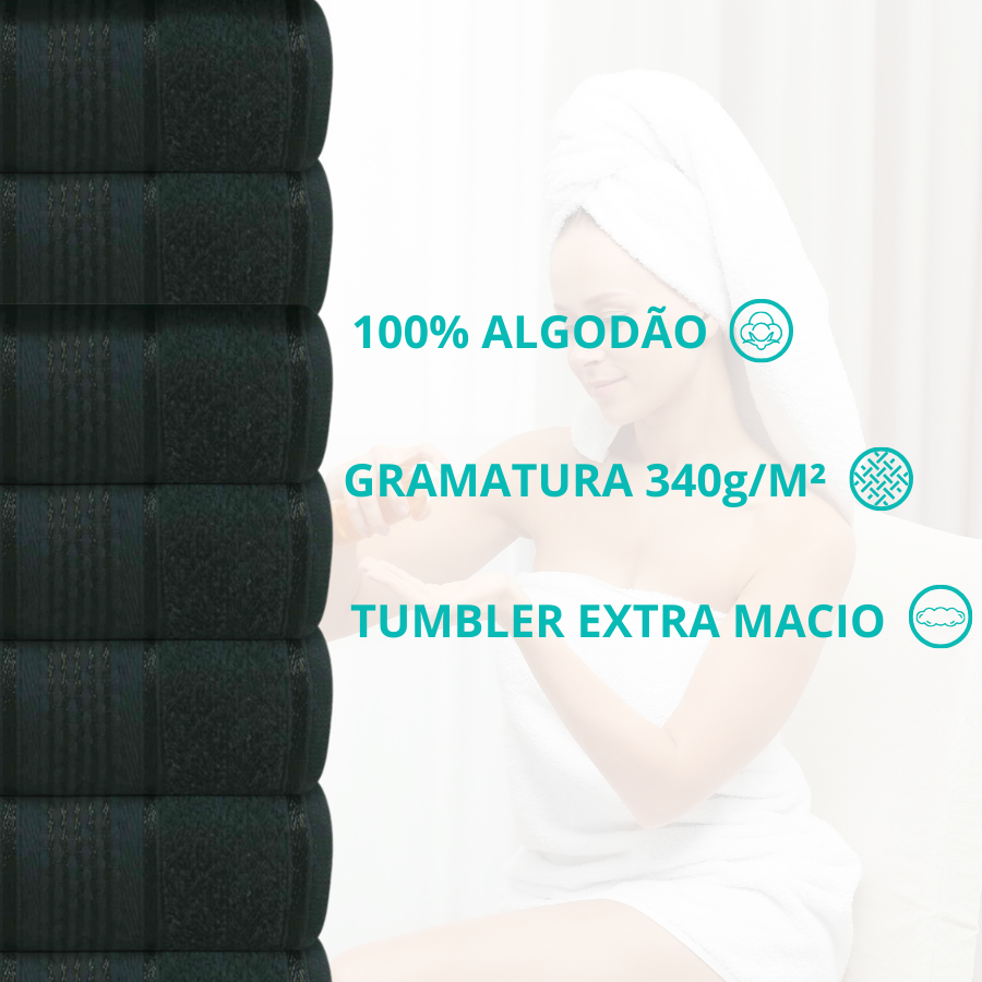 Toalha Rosto 45cm x 68cm Monarca Preto - 34901 - 750300004.949.00006 - Appel