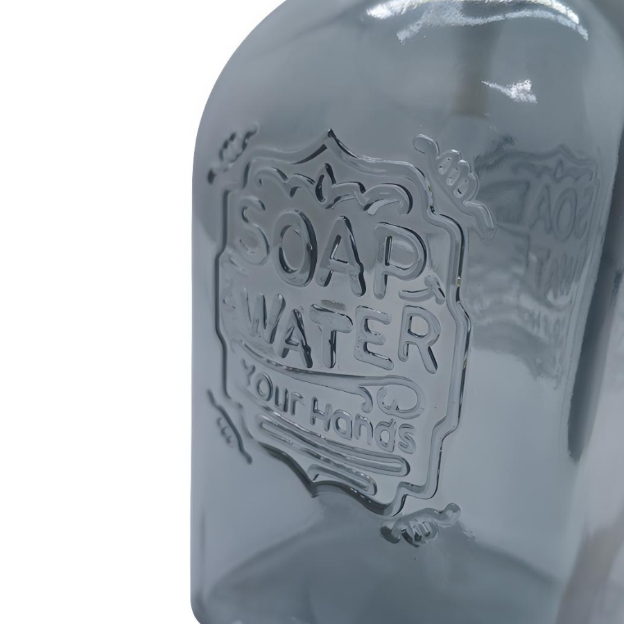 Porta Sabonete Liquido Álcool Gel Vidro Luxo 490ml Cinza