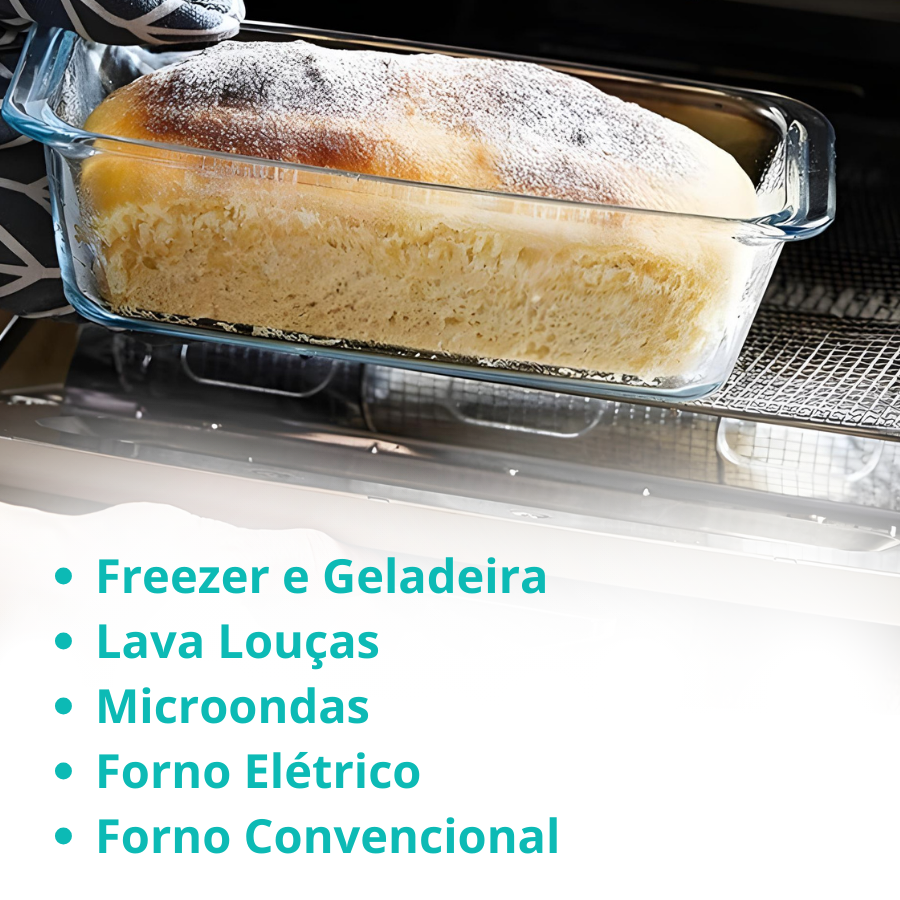 Travessa Assadeira de Vidro Borossilicato Oval Grande Forno Servir 1,5L