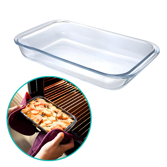 Travessa Assadeira de Vidro Borossilicato Retangular Grande Forno Servir 1,6L