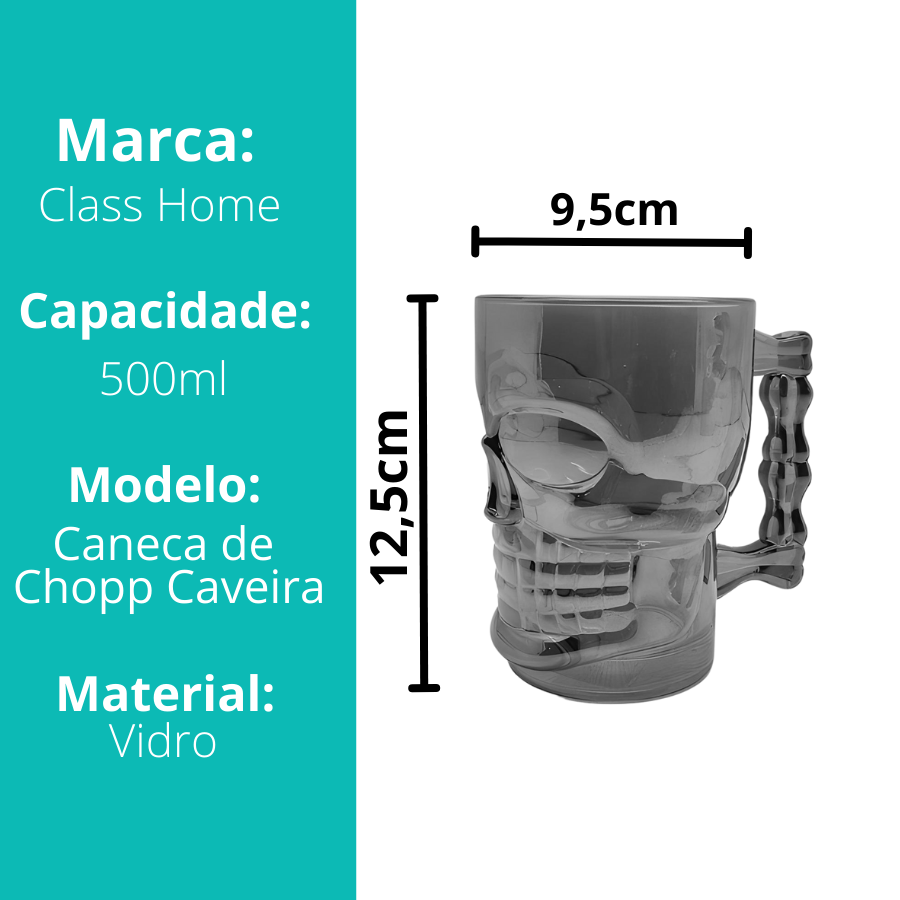 Caneca Chopp de Vidro Caveira Ox 500mL - CANC036/OX