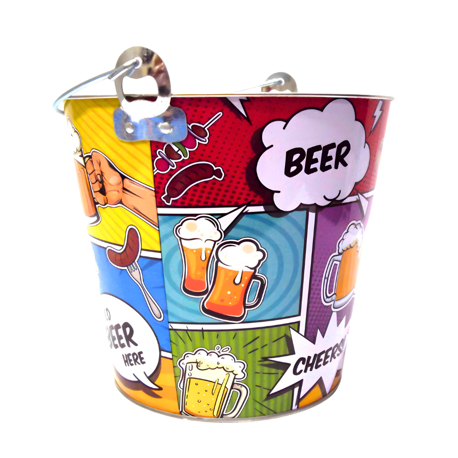 Balde Baldinho De Gelo Aço Inox Para Bebidas Cerveja Champanhe Vinho Quadrinhos 4,8L