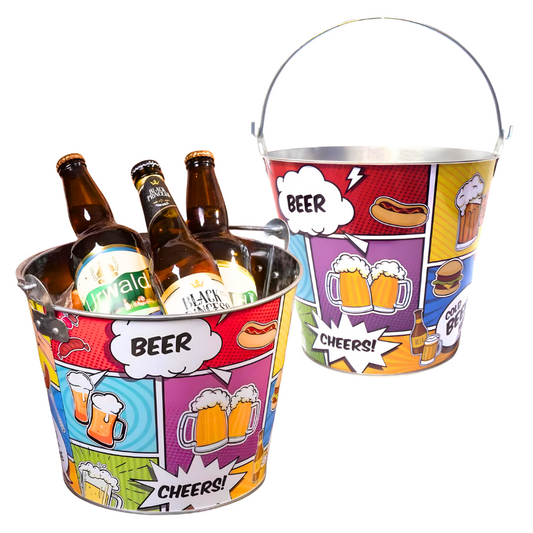Balde Baldinho De Gelo Aço Inox Para Bebidas Cerveja Champanhe Vinho Quadrinhos 4,8L