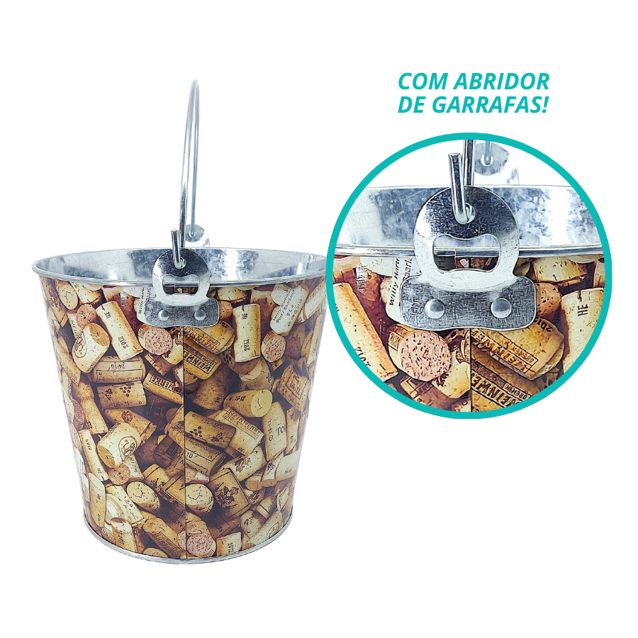 Balde Baldinho De Gelo Aço Inox Para Bebidas Cerveja Champanhe Rolha 7,6L