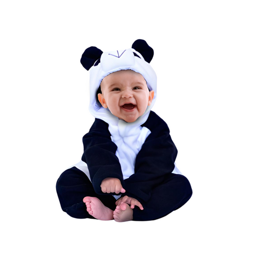 Macacão Pijama Kigurumi Inverno Bebê Panda Com Capuz 2 Anos