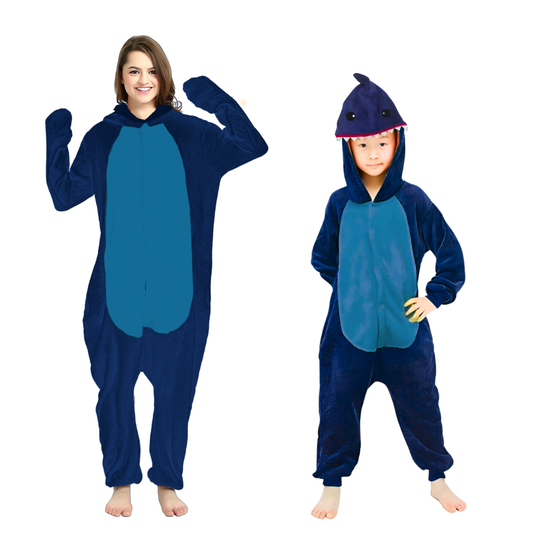 Macacão Pijama Kigurumi Inverno De Tubarão Com Capuz 12 Anos