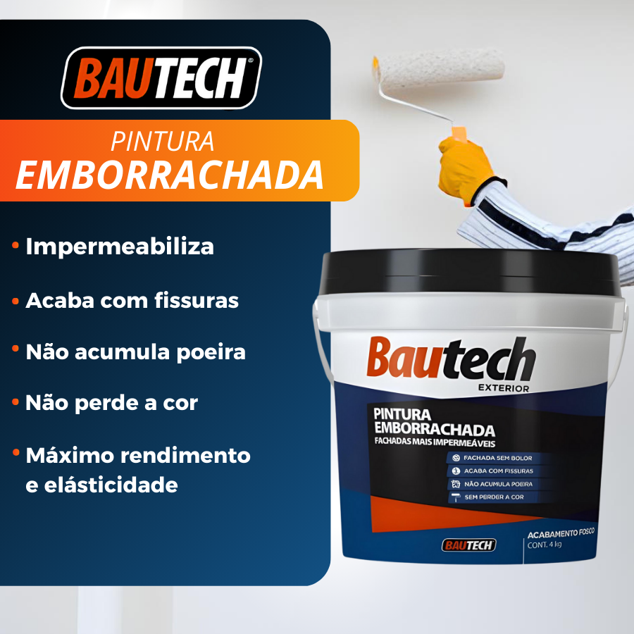 Tinta Pintura Emborrachada Impermeabilizante Platina 4kg Bautech