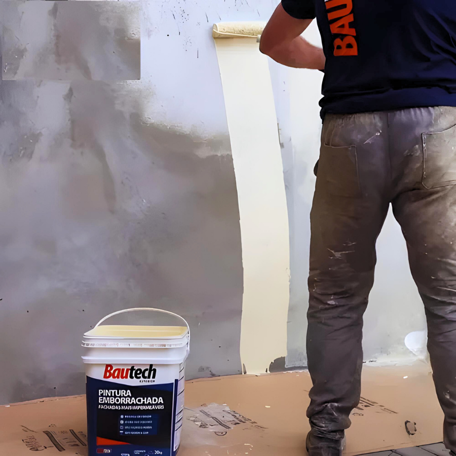 Tinta Pintura Emborrachada Impermeabilizante Platina 4kg Bautech
