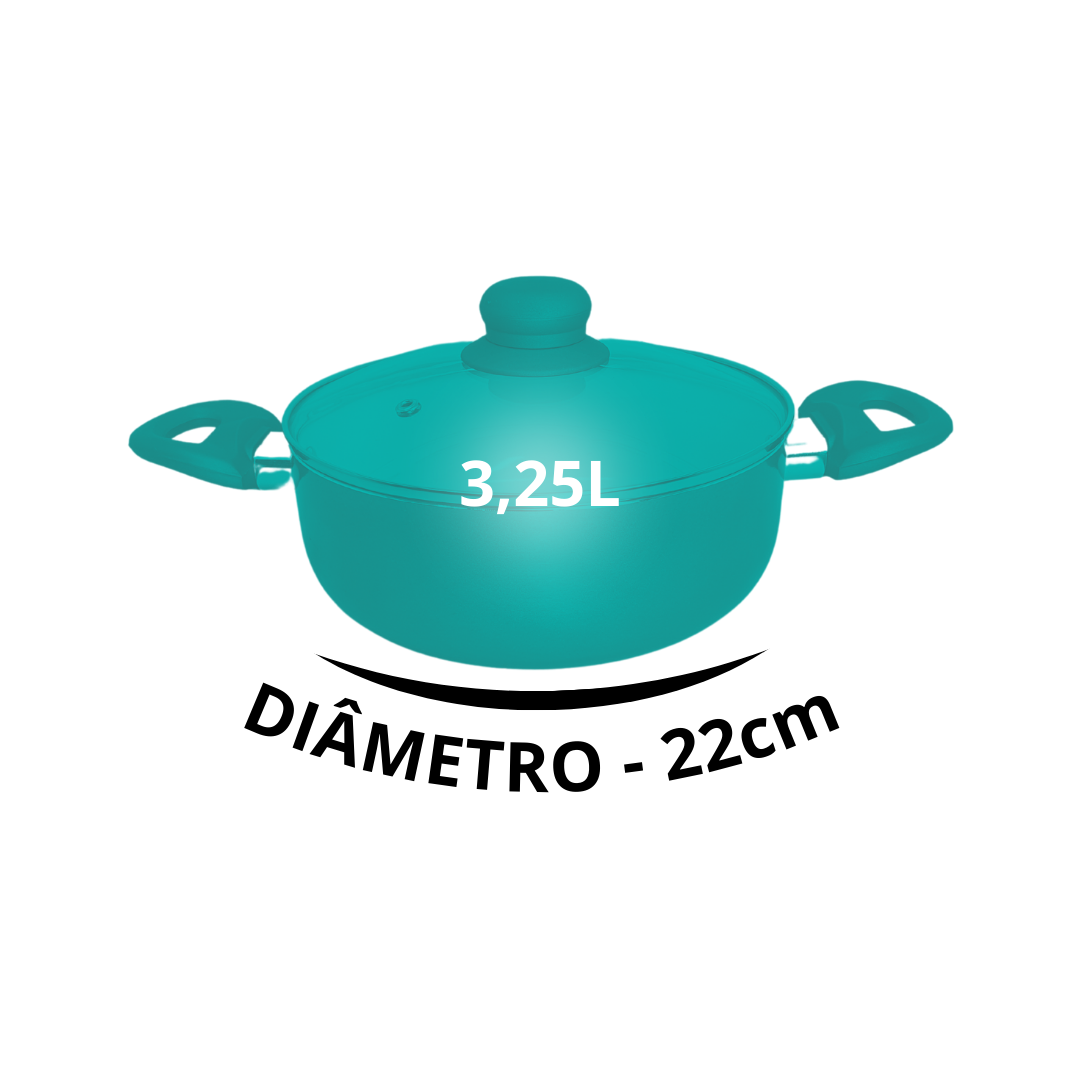 Panela Caçarola De Cerâmica Com Tampa De Vidro Antiaderente Sahara Vanilla 22cm