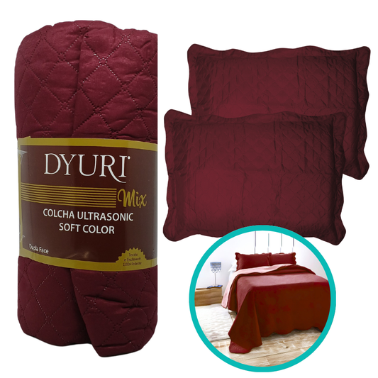Colcha King Cobre Leito Matelado 280x260cm Vinho 3 Peças
