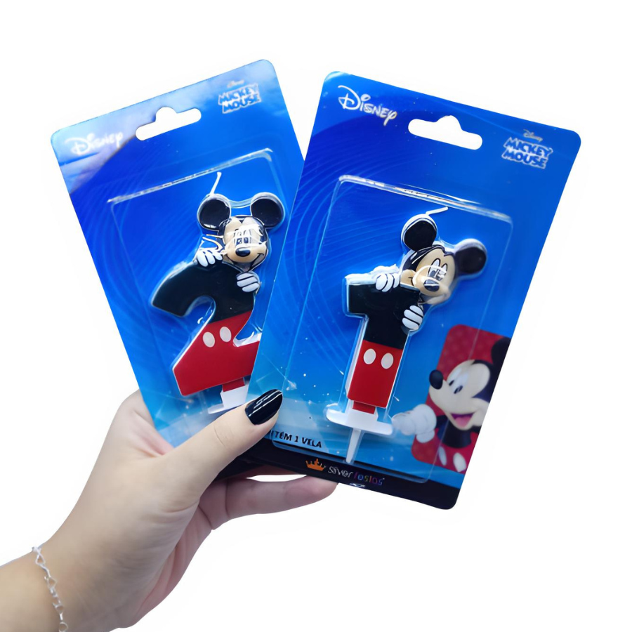 Vela Mickey Mouse De Aniversário Bolo Festa Todos Números
