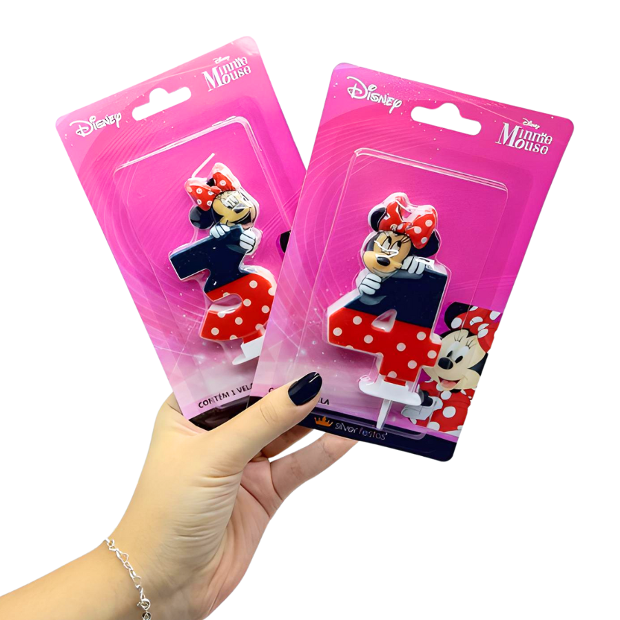 Vela Minnie Mouse De Aniversário Bolo Festa Todos Números