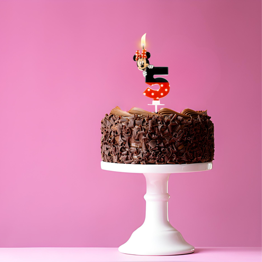 Vela Minnie Mouse De Aniversário Bolo Festa Todos Números