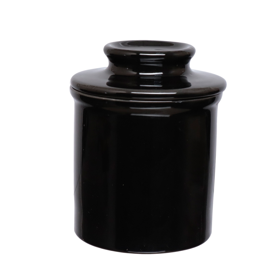 Manteigueira Porcelana Manhattan Porta Manteiga Tampa Premium Preto Lisa Cozinha Decoração Alimento