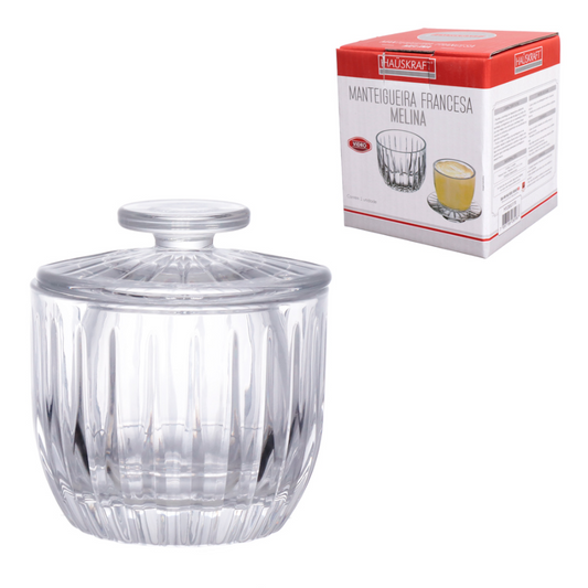 Manteigueira Francesa Graffiato Vidro Luxo Porta Manteiga Cozinha Decoração Alimento 11cm