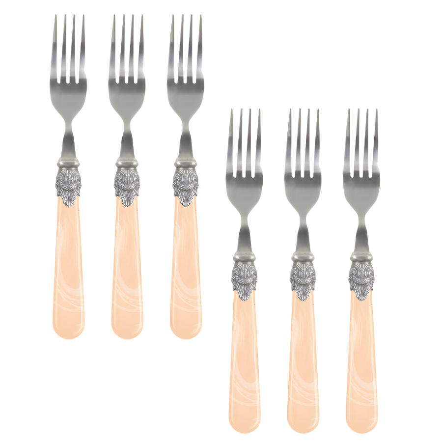 Talher Conjunto Jogo 6 Peças Marfim Luxo Garfo Faca Colher