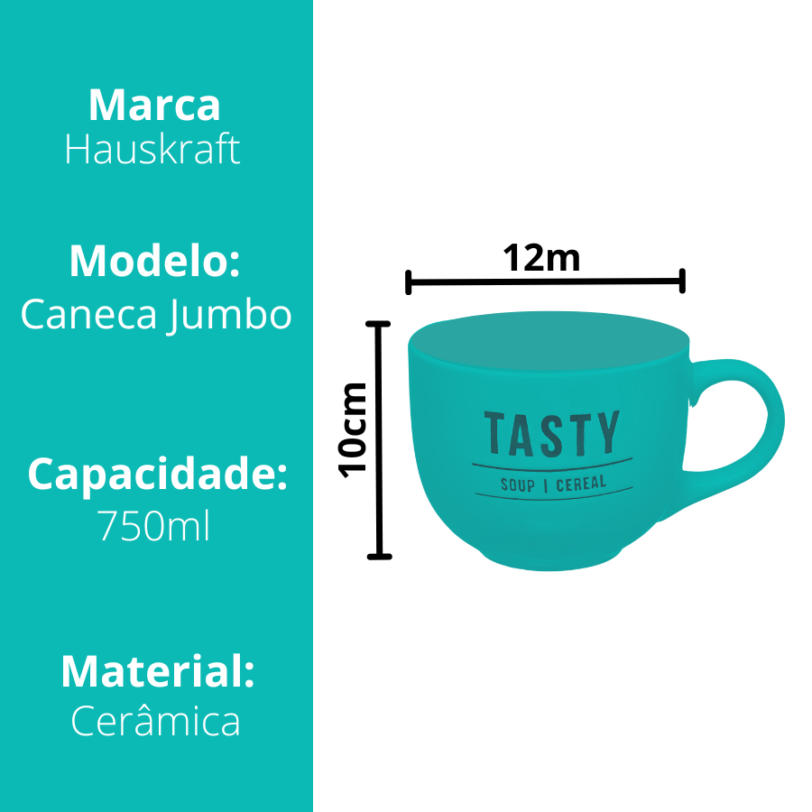 Caneca Xícara Branca Cerâmica Jumbo Sopa Caldo Cereal 750ml