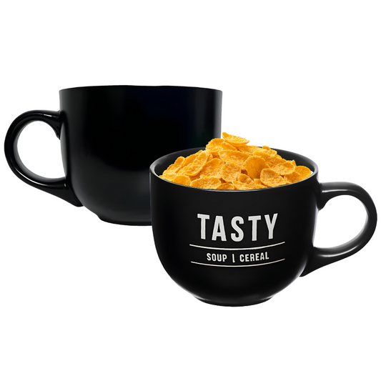 Caneca Xícara Preta Cerâmica Jumbo Sopa Caldo Cereal 750ml