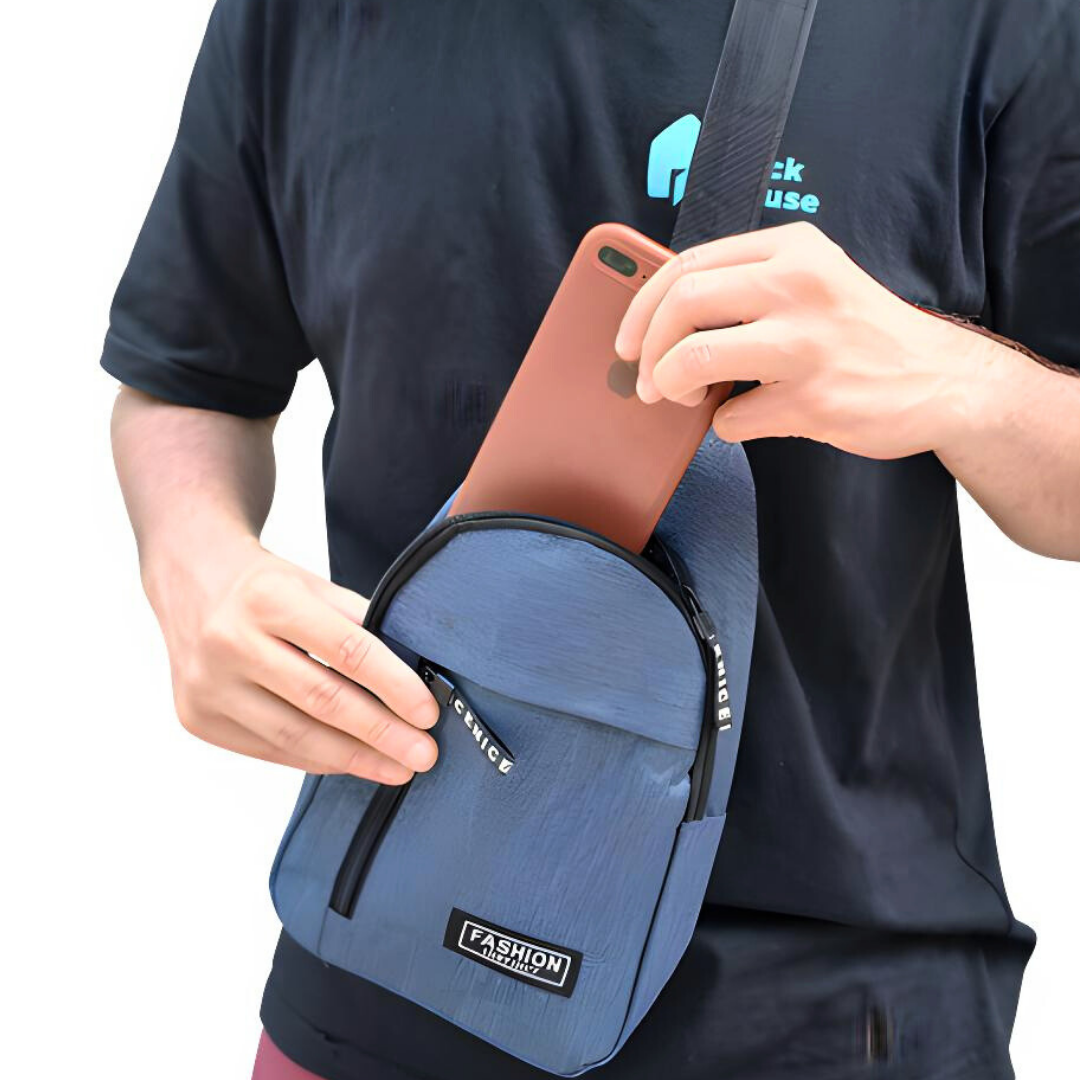 Mini Bolsa Bag Shoulder Azul Transversal Com Alça Ajustável