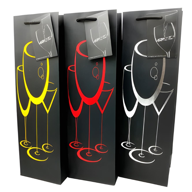 Sacola Kraft Garrafa Vinho Bebidas Presente Preto 100 Uni
