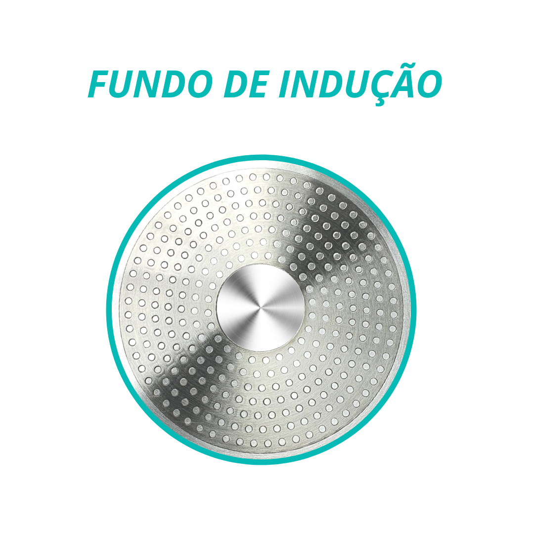 Panela Cerâmica Antiaderente Tampa Vidro Cabo Silicone 5 Pç