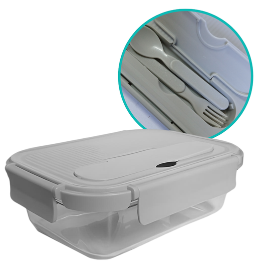 Pote Vidro Marmita Tampa Hermético Trava 1040ml Cinza Talher