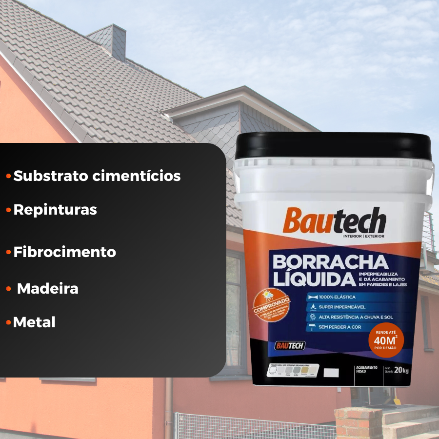 Bautech Borracha Liquida Impermeabilizante Cinza Grafite 20Kg