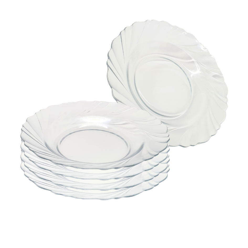 4 Pratos Vidro Liso Fundo Transparente Sopa Janta Seychelle