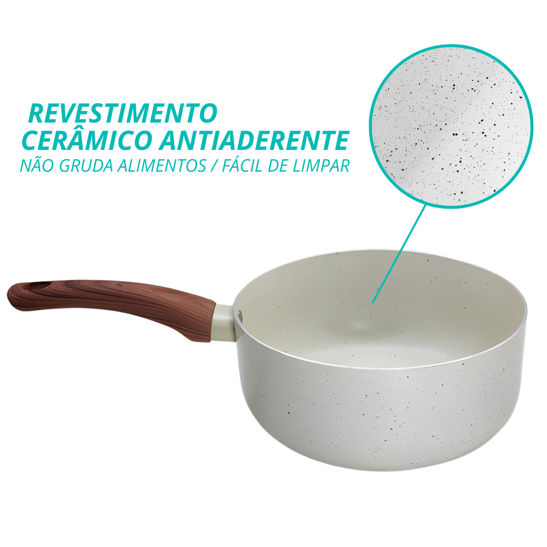 Panela Indução Antiaderente Cerâmica 20cm Yafo Creme Vanilla